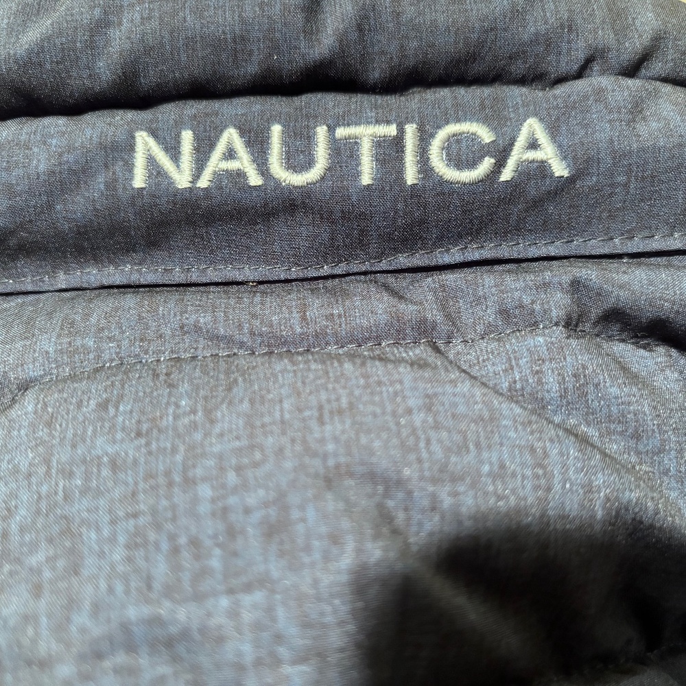 New Men's Nautica Reversible Gray Navy Blue Ski Puffer Winter Coat Jacket XL - Picture 8 of 9